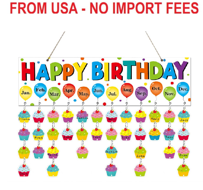 Colorful Birthday Reminder Calendar Wall Hanging Decor(16x5in) Cake DIY Birthday