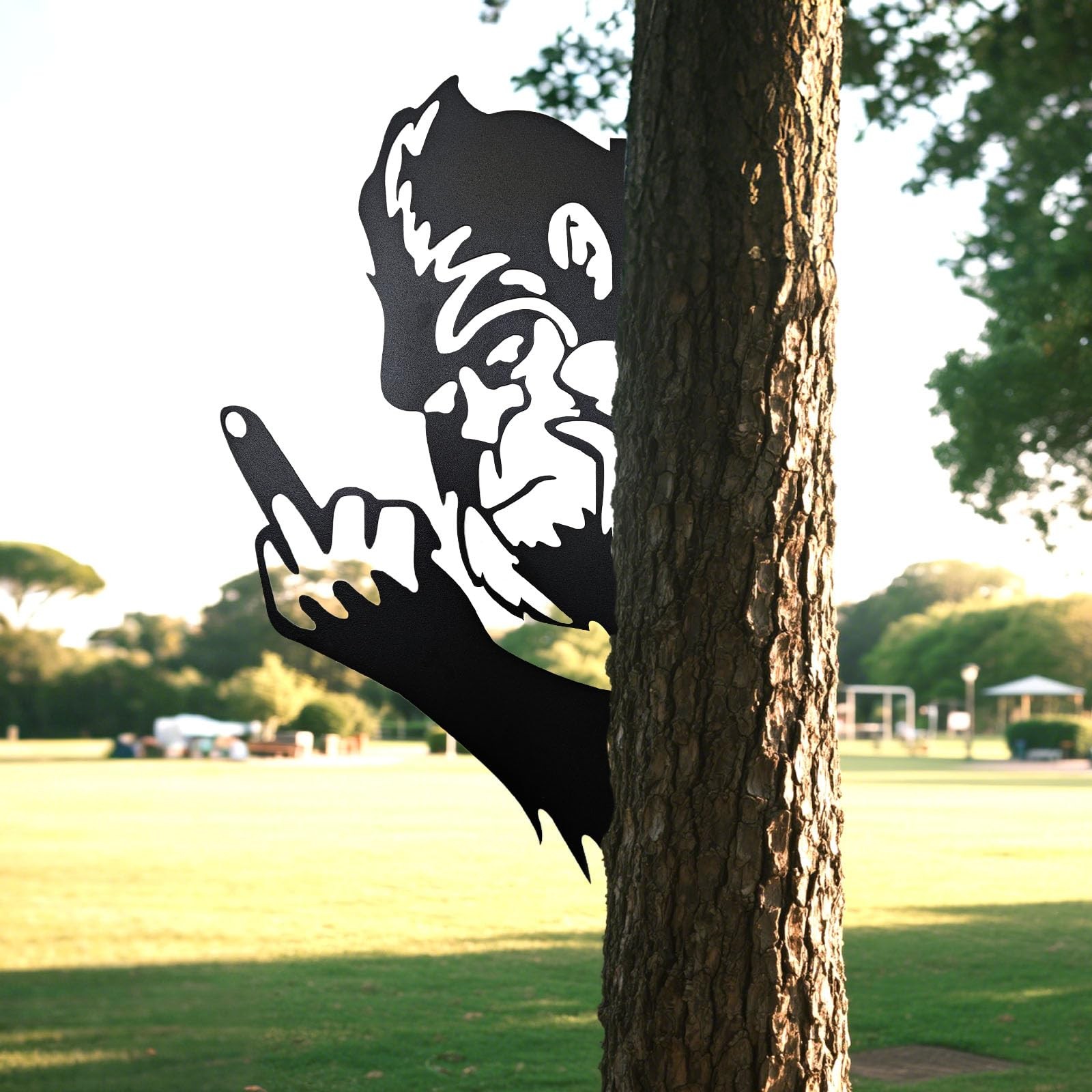 Peaking a Boo Flipping Off Bigfoot Animal Metal Sign Art Ornament, Middle Fin…