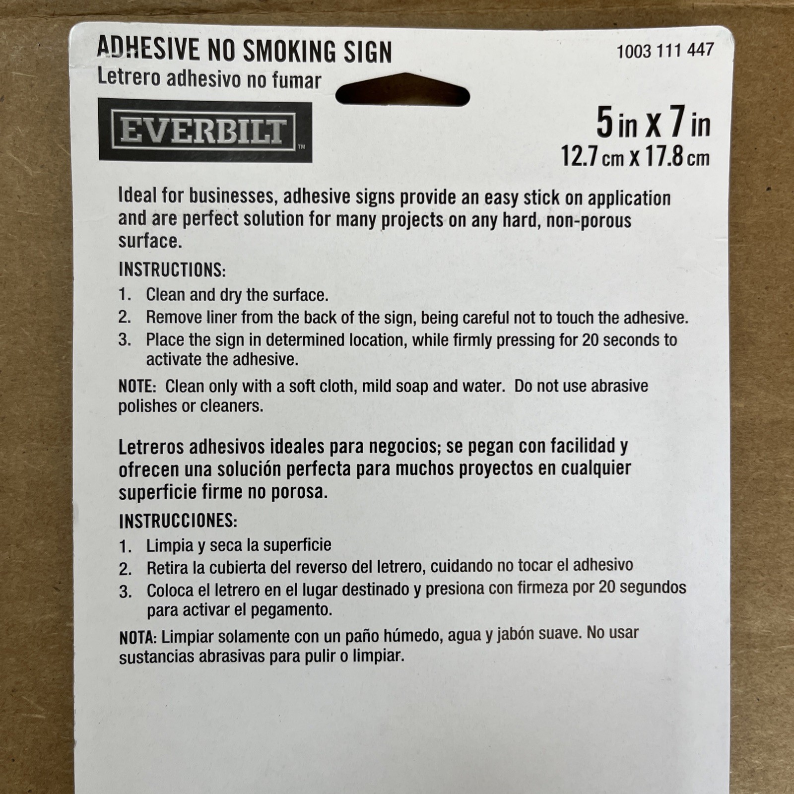 Everbilt 5 in. x 7 in. Plastic No Smoking Sign (3PK)