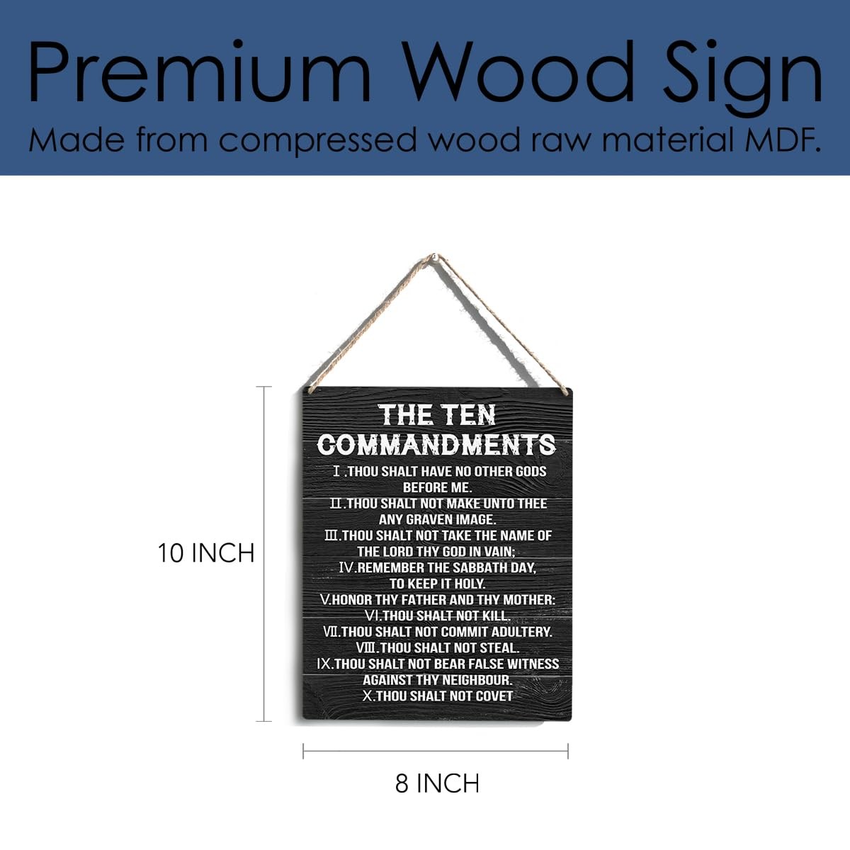 YCYD Ten Commandments Decor,10 8 inches x 10 inches, Black