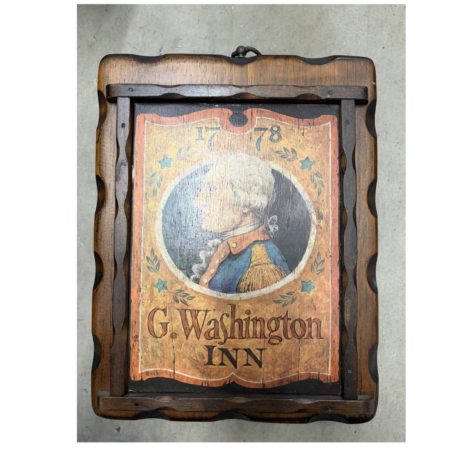 G. Washington Inn 1778 Americana Painted Wooden Wall Sign Plaque, Hanging