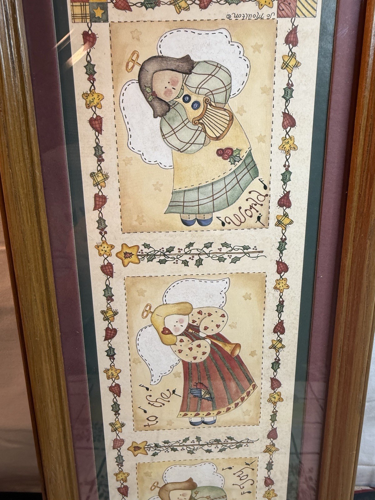 Home Interiors Angels Framed Wall Art Primitive Country Christmas Homco Decor