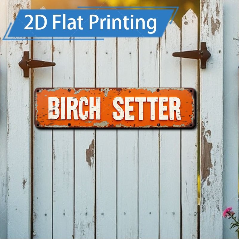 Rustic Orange Birch Setter Metal Sign 10.16X40.64 cm
