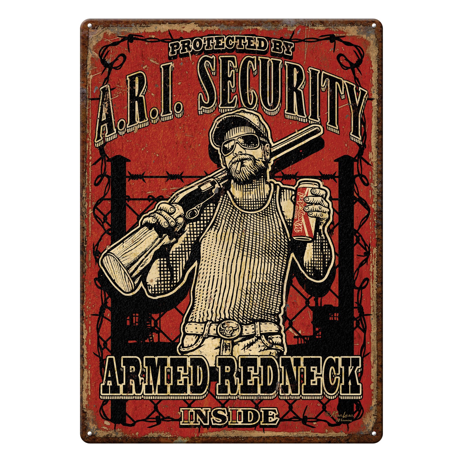 Rivers Edge Products Tin Sign, 17″ x 12″ Weatherproof Metal Wall Art, Armed