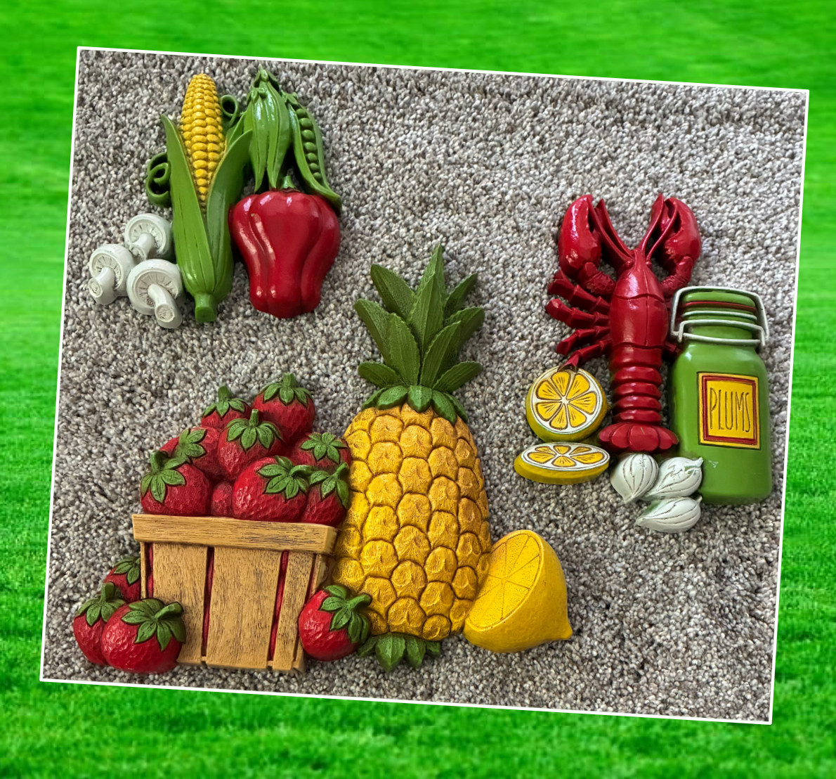 Vintage 70s kitch 🟥 Homco Wall Decor Fruit & garden Vegetables Set of 3 hanging