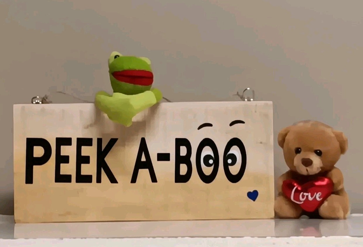 PEEK A-BOO Handmade Wood Sign Whimsical Wall Decor Nursery Kids Room
