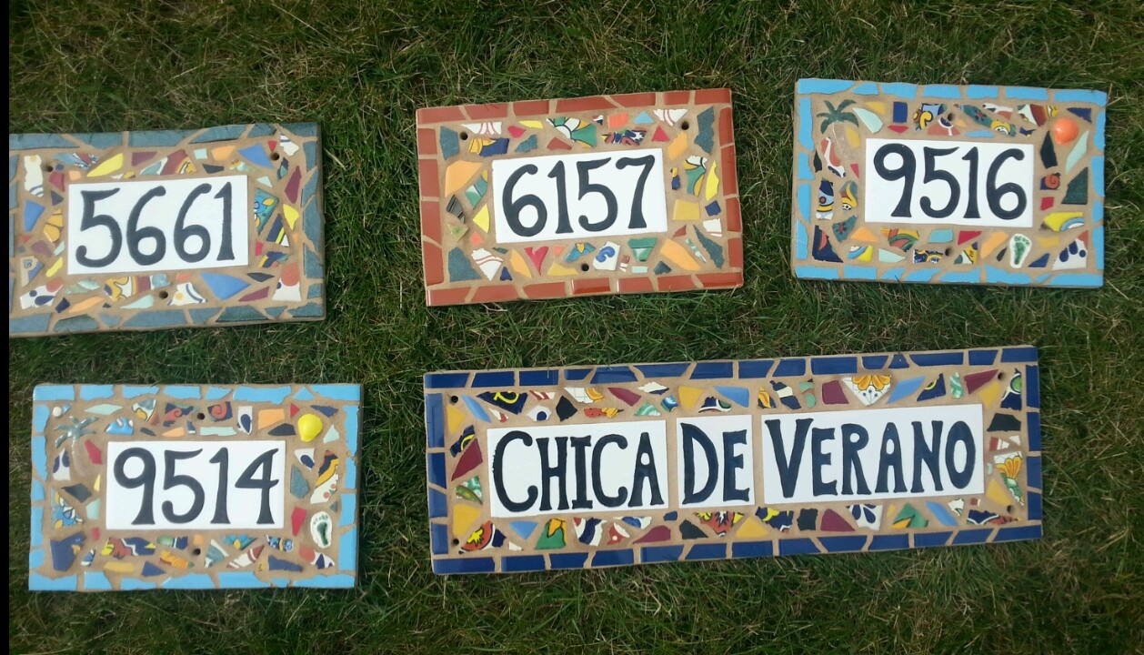 Custom TILE MOSAIC HOUSE NUMBER Address Sign NAME PLAQUE Mosaic Art HAND MADE