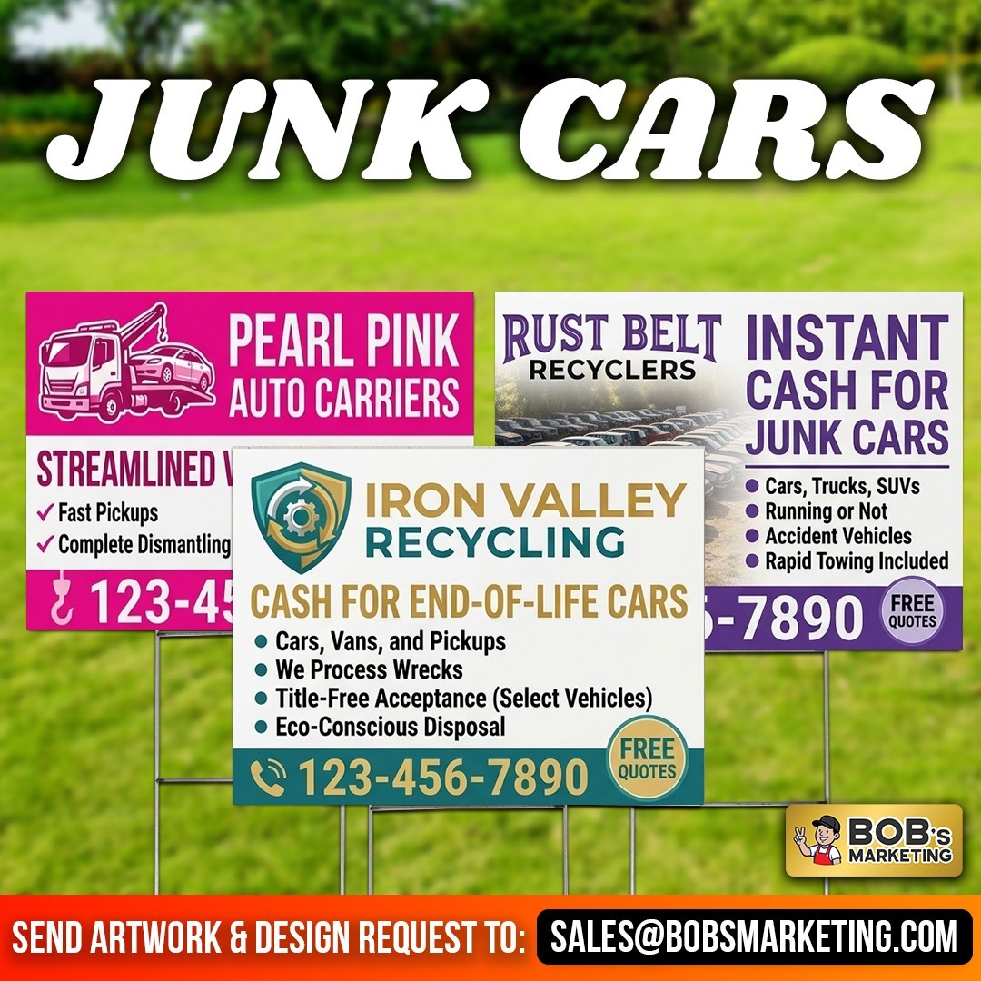 5 Pack Custom Yard Signs 24×18 Full Color Wholesale Printing + Metal H Stakes