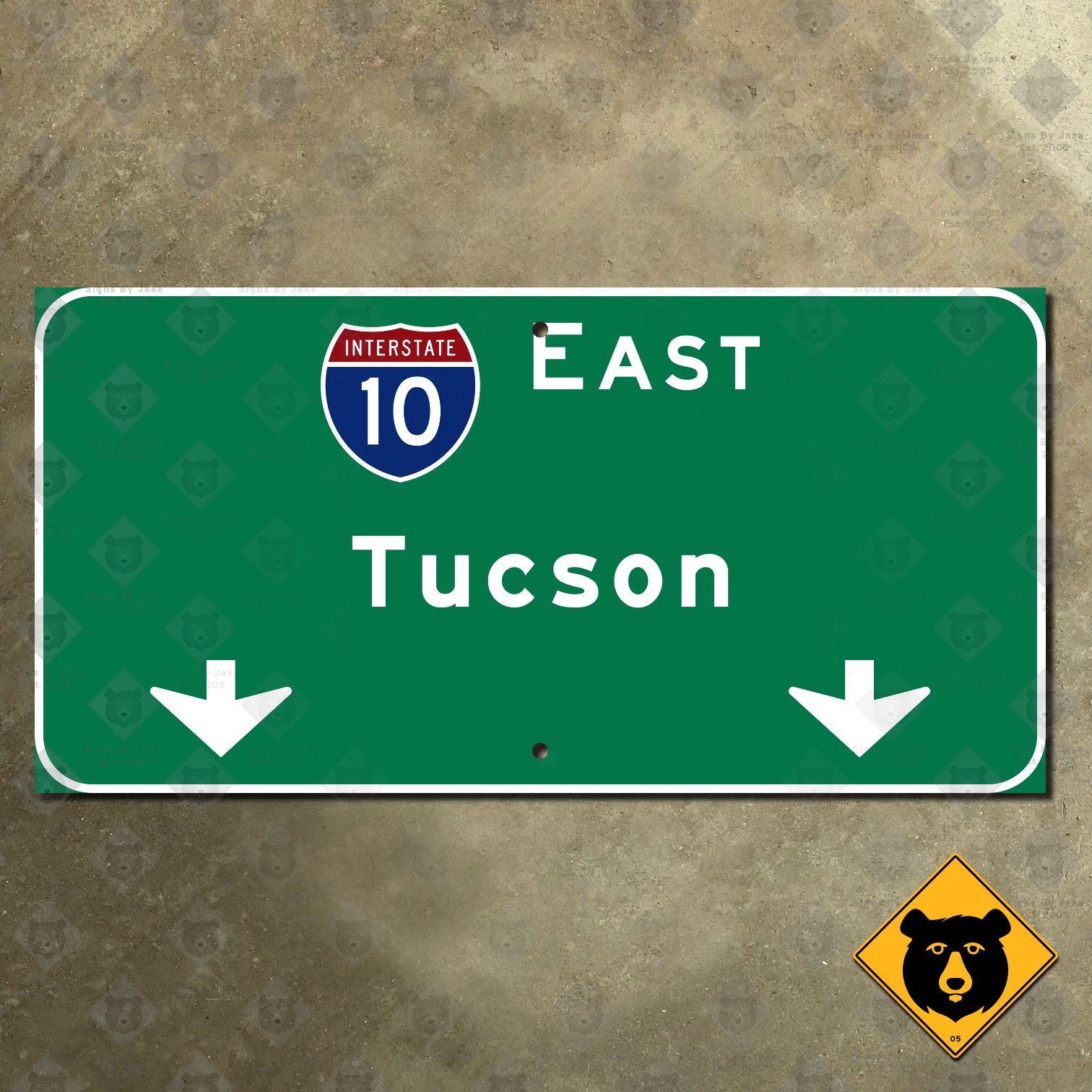 Arizona Interstate 10 east Tucson overhead freeway highway road sign 16×8