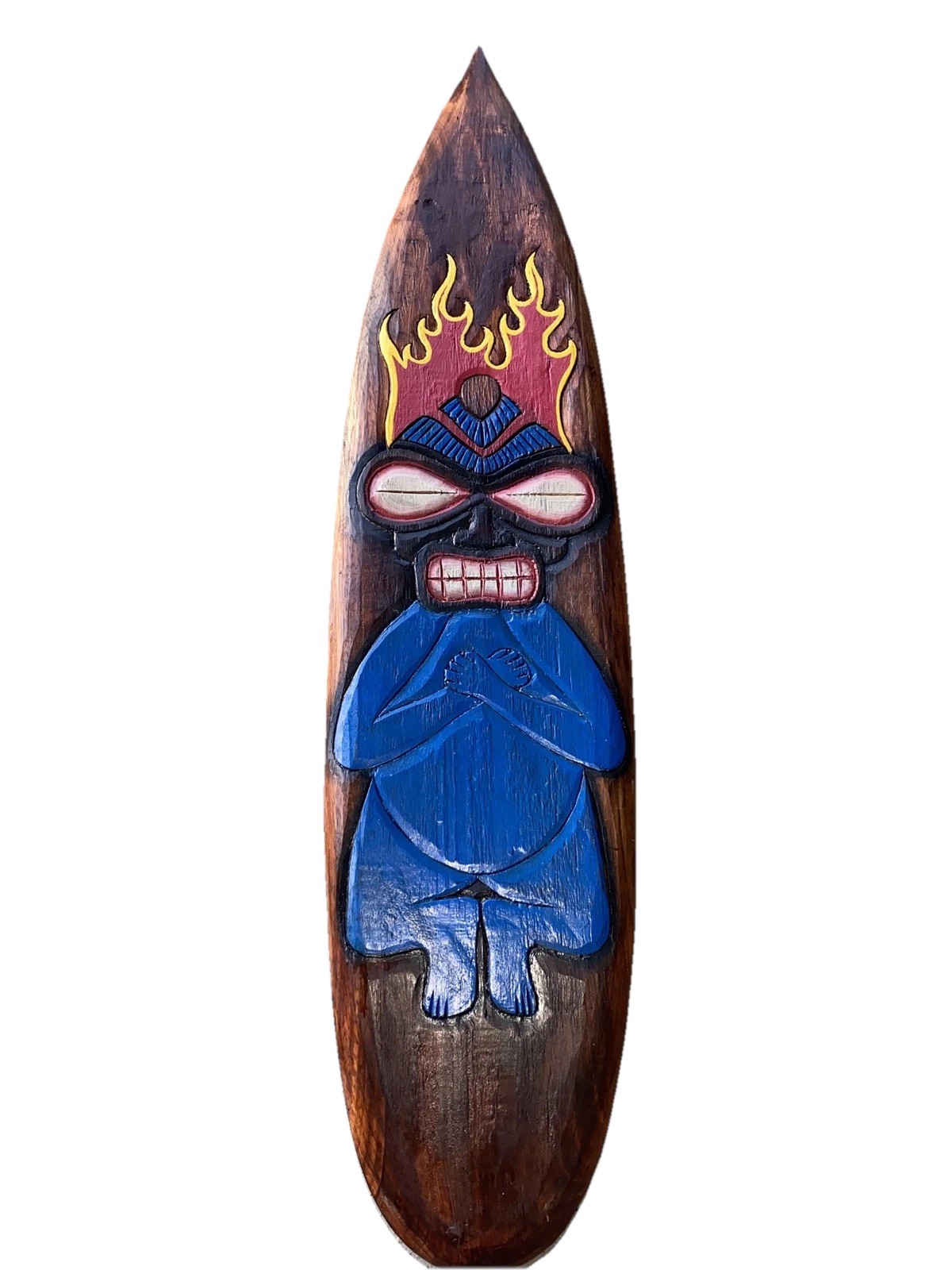 39” TIKI MAN SURFBOARD WOOD SIGN WALL ART TROPICAL TIKI DECOR PARROT