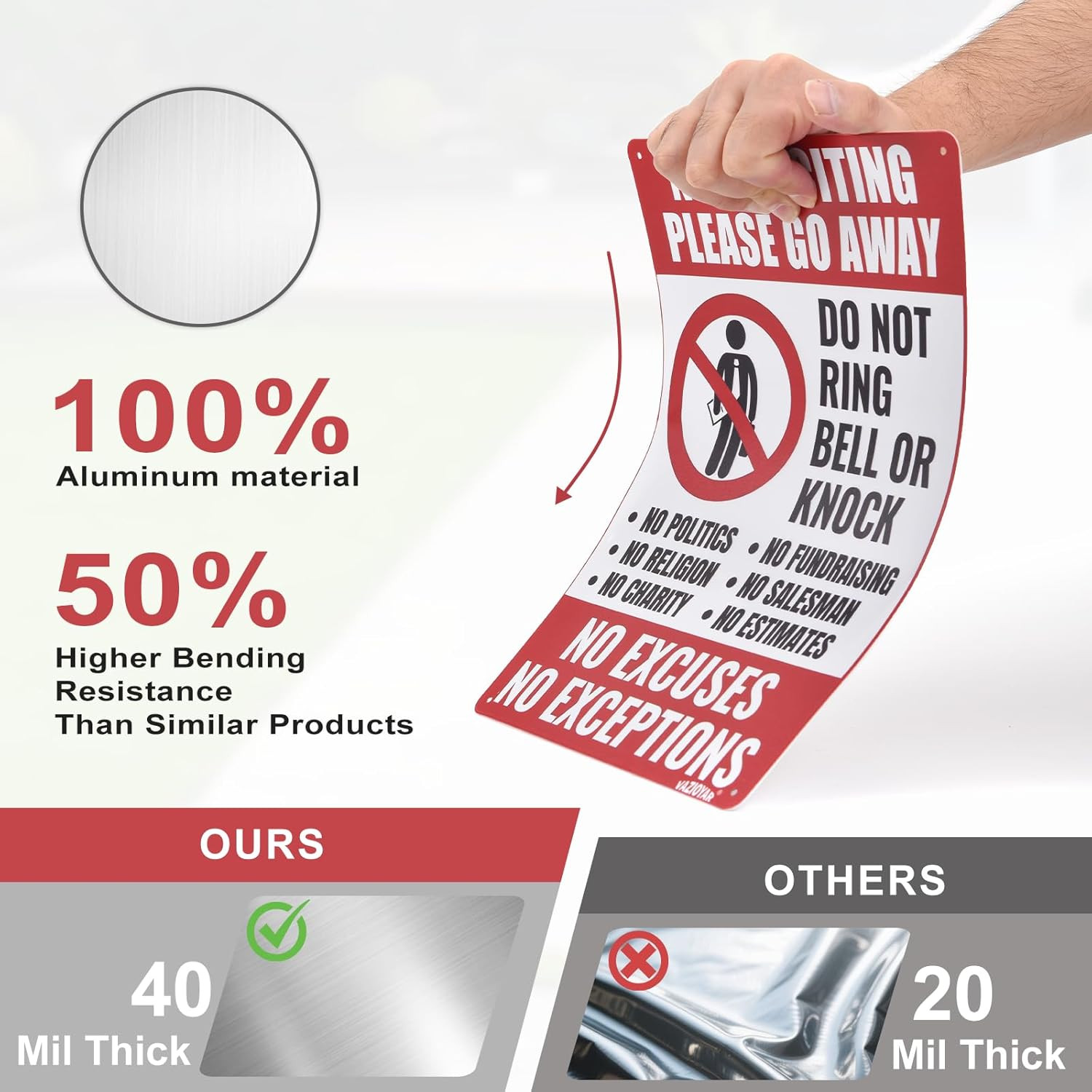 No Soliciting Sign for House,No Soliciting Signs for Home，Do Not Knock Please Do