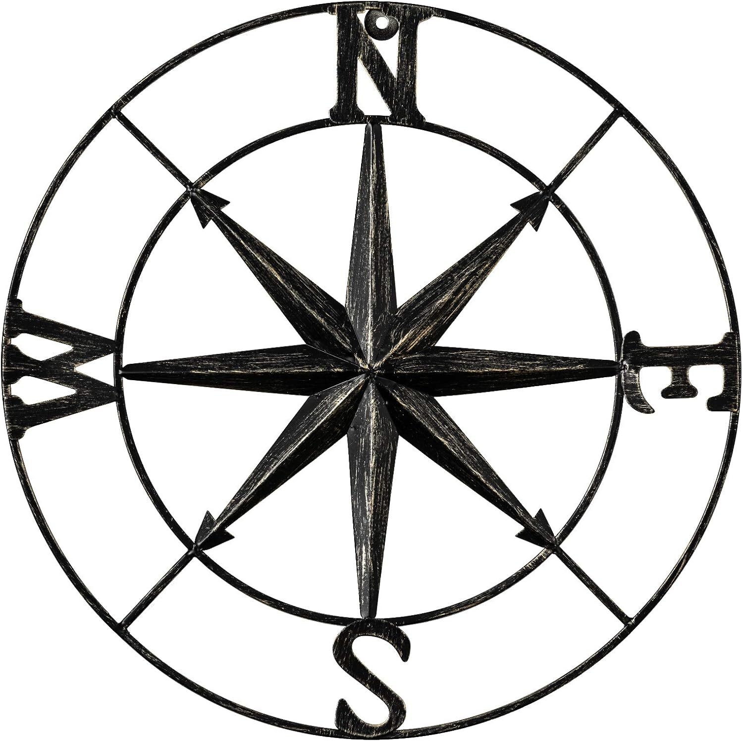 13Inch Metal Decorative Nautical Compass Wall Decor Home Office Hanging Wall Art
