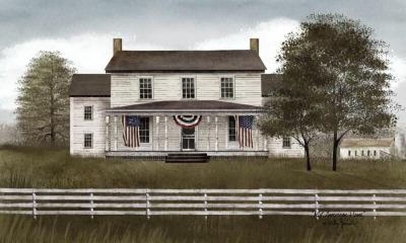 New Primitive Patriotic Billy Jacobs MY AMERICAN HOME Wall Hanging Picture