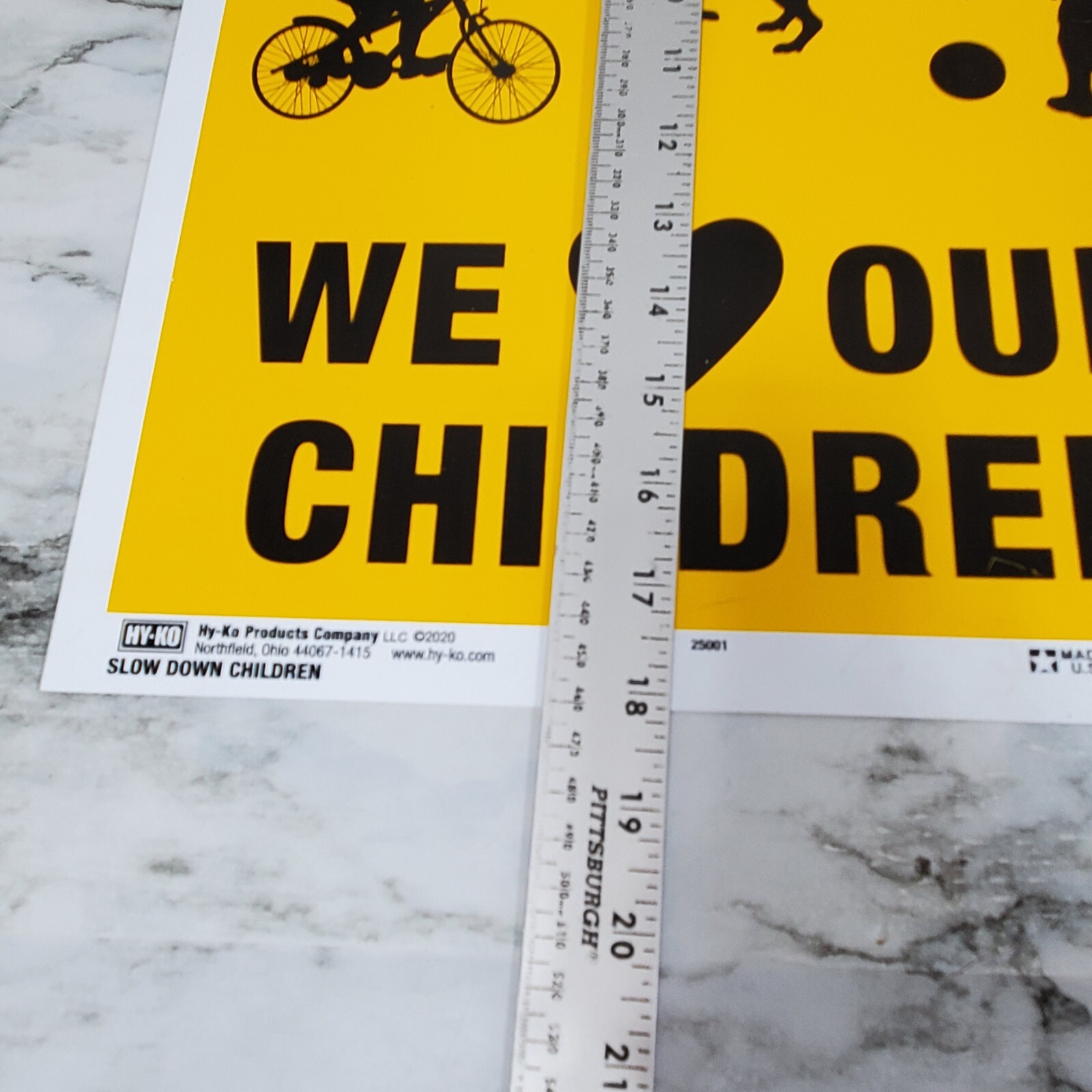 Hy-Ko Slow Down We Love Our Children Sign 12″ x 18″ Weather-Resistant – Lot of 2