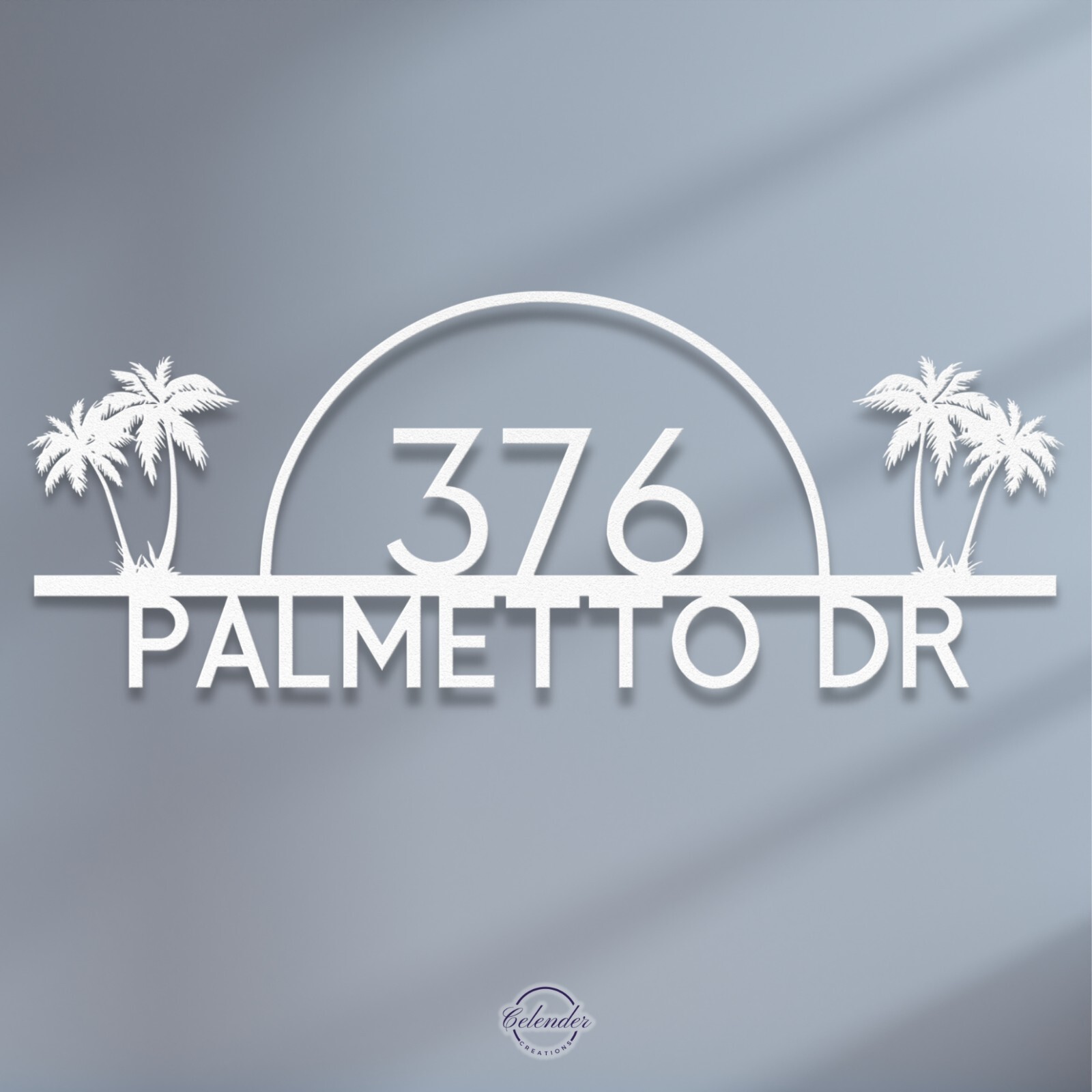 Palm Tree Address Sign – 2 Designs, 5 Colors, 6-36” – Large Outdoor Metal Plaque
