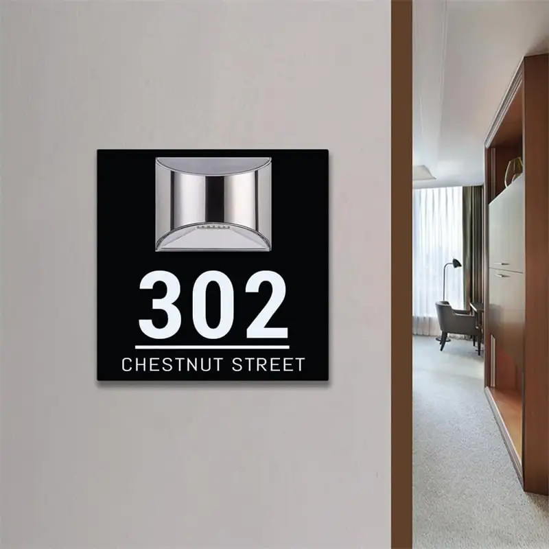 Custom Square House Sign Solar LED Light Address Plaque House Number Street Name