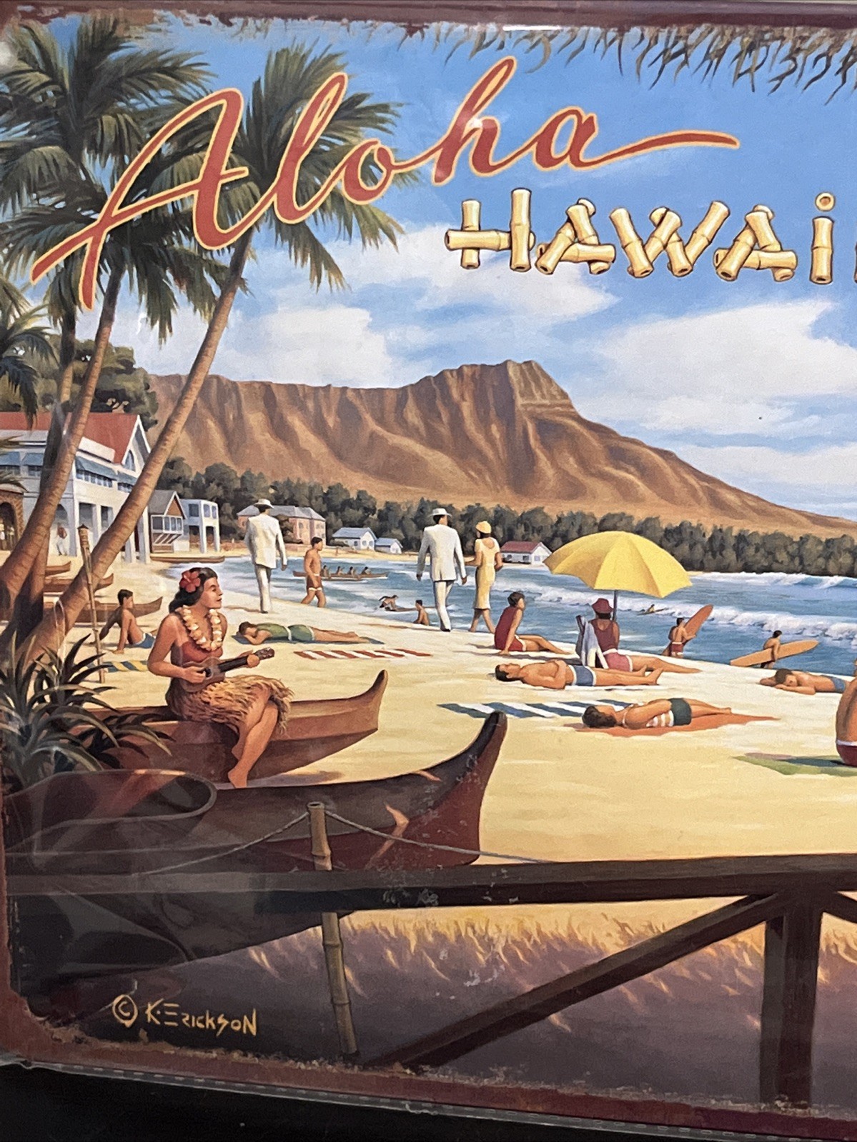 Hawaiian Tropical Tin Sign Tiki Bar 12″ x 8″ Vintage Style Aloha Beach New