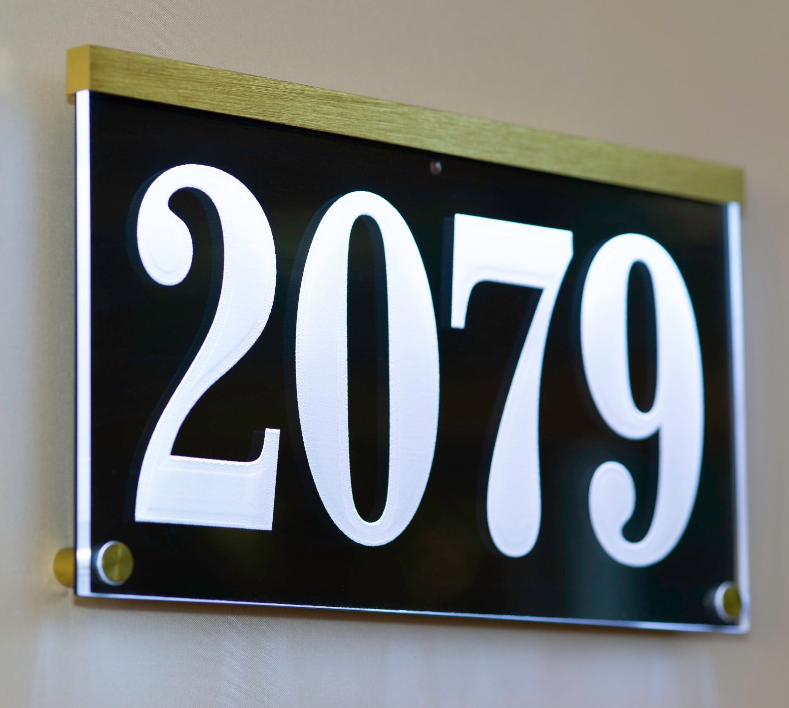 12-16V AC Illuminated Address Sign Plaque House Numbers LED Lighted, Auto On/Off