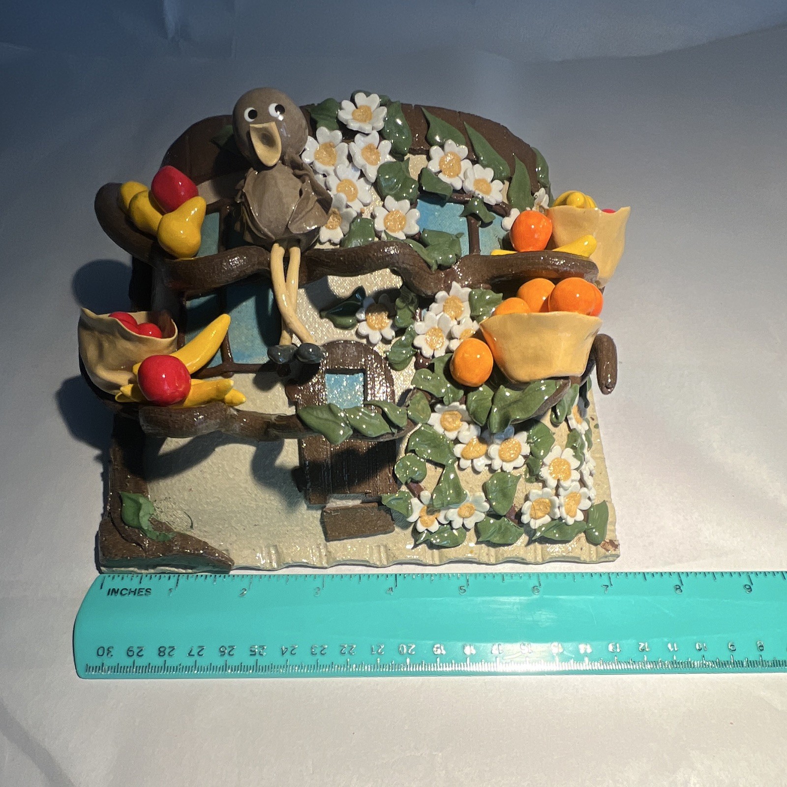 Tempo Craft 3D Floral Fruit Bird Wall Plaque Resin Painted Ready To Hang Horiz