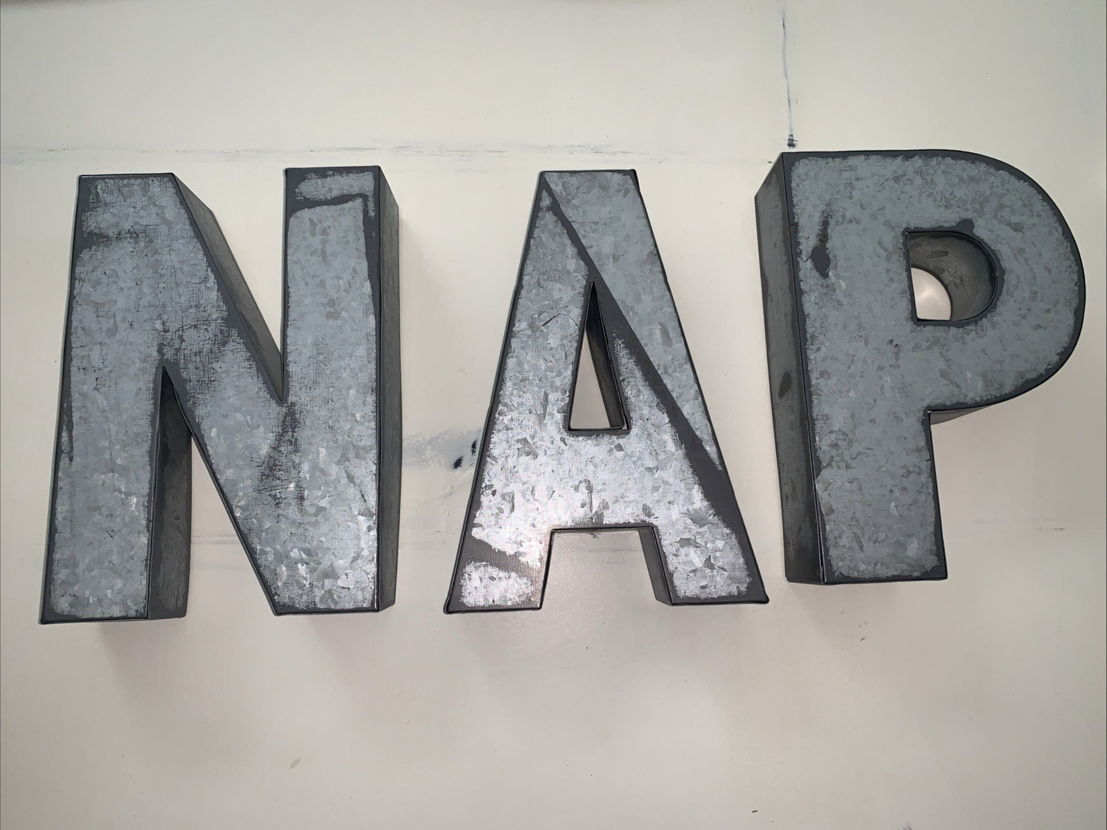 Pottery Barn DUPE Metal 7” Wall Letters “N-A-P” coastal cottage guest cabin EUC