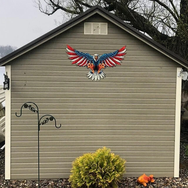 United States Bald Eagle with Flag Wings, Patriotic Metal Custom Cutout Shape