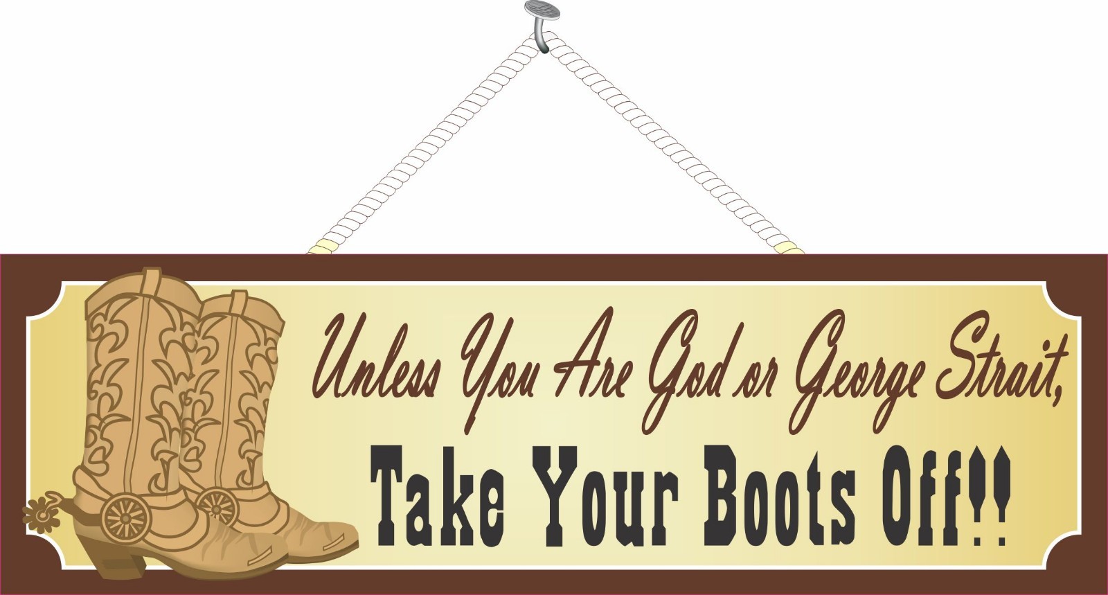Old West Please Remove Shoes Sign with Classic Border Cowboy Boots and Spurs