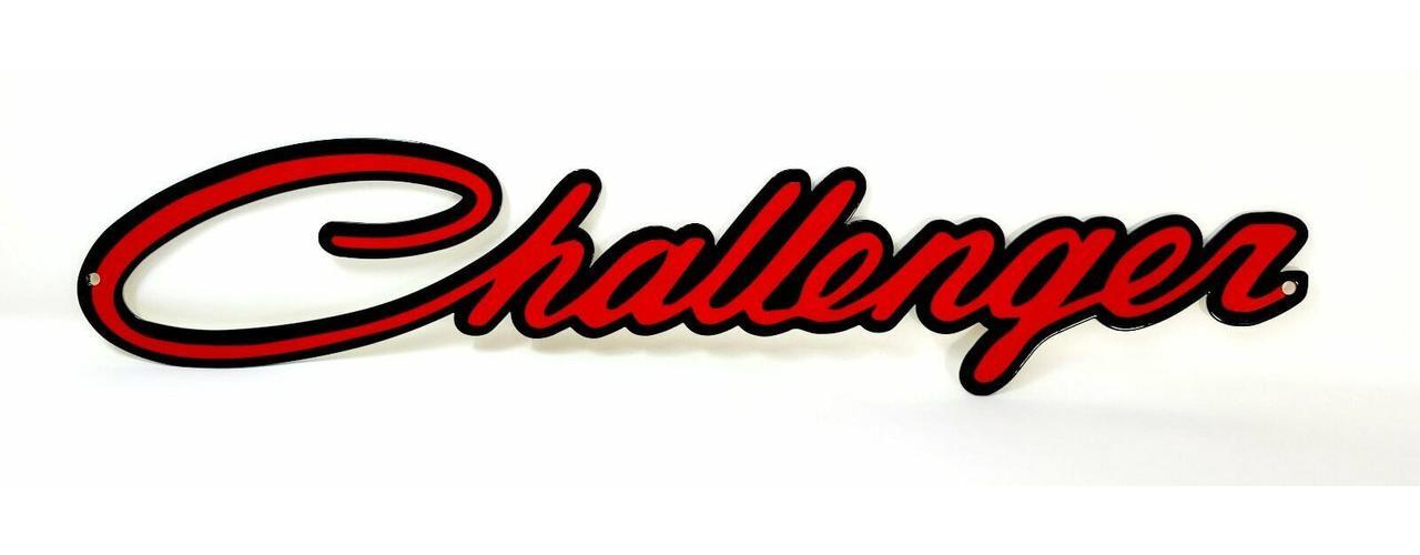 Dodge Challenger Script Steel Sign – Red