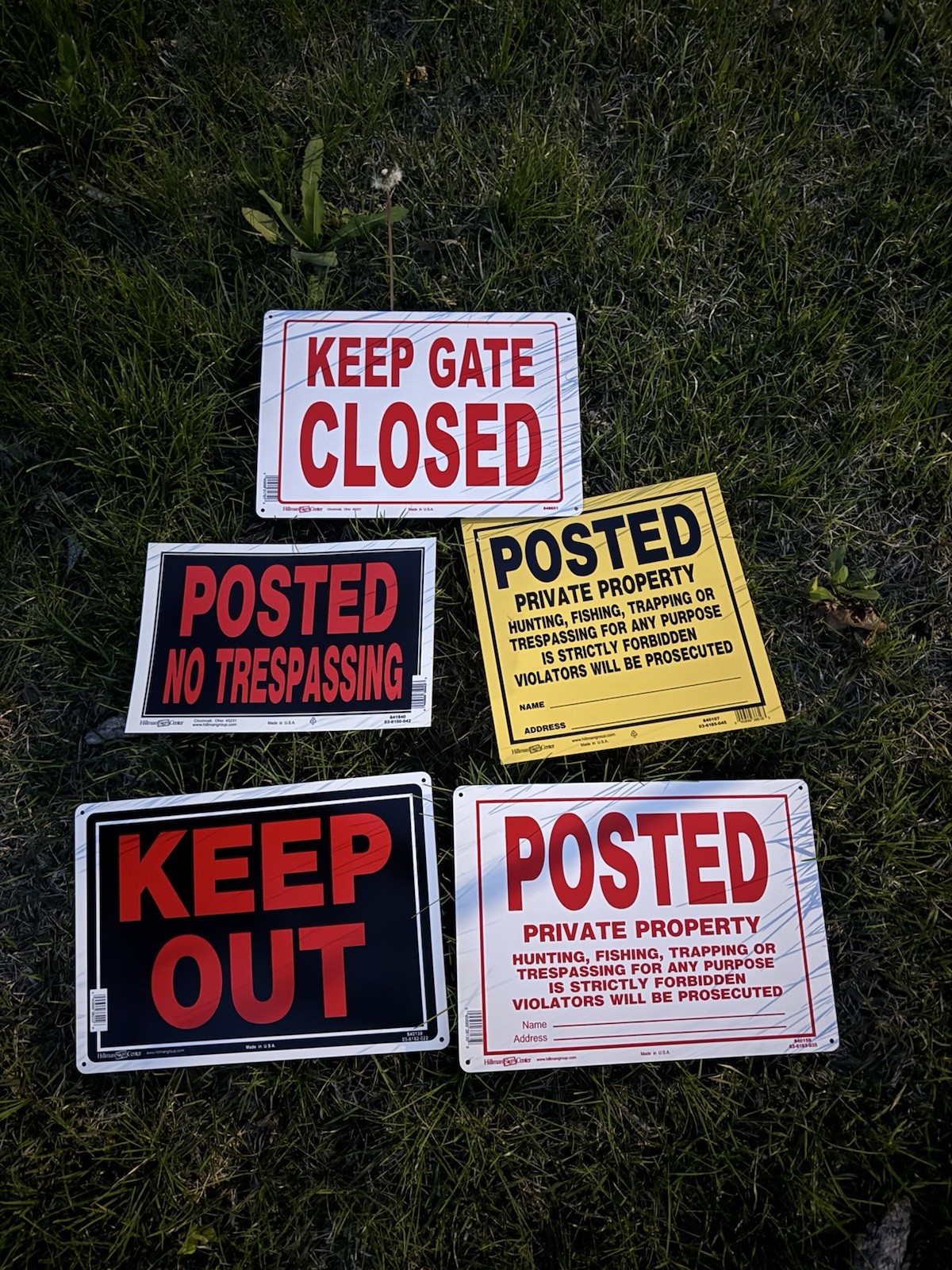 Keep Gate Closed Private Property No Trespassing Aluminum Plastic 8X12 Lot Of 5