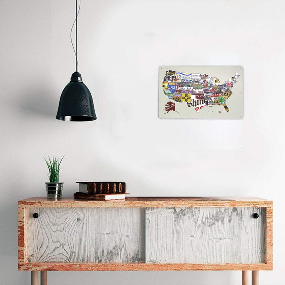 ARTCLUB American Craft Beer Week States Map Plaque 11.8″L x 7.8″W, White