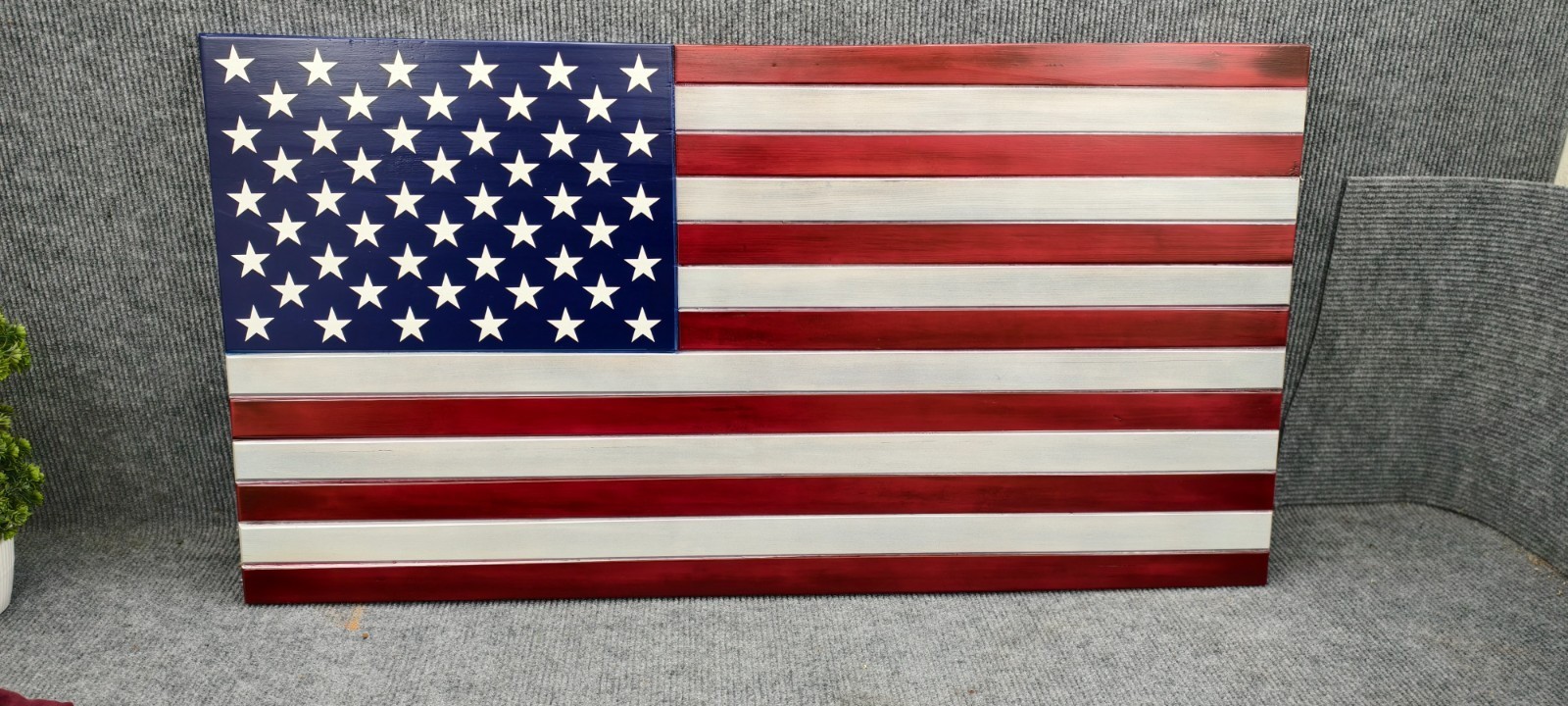 New Patriotic Red&White Handmade Wooden American Flag For Home Wall Decor