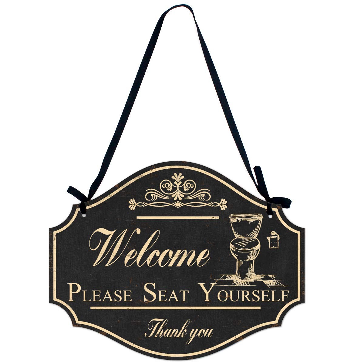 Please Seat Yourself Welcome Metal SignBathroom Wall Art Decor-12.2×9.5in