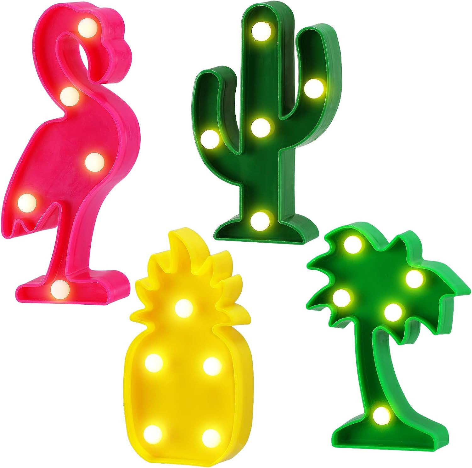 Cute Hawaiian Party Decoration Lights – Mini LED Flamingo Pineapple Palm Tree Ca
