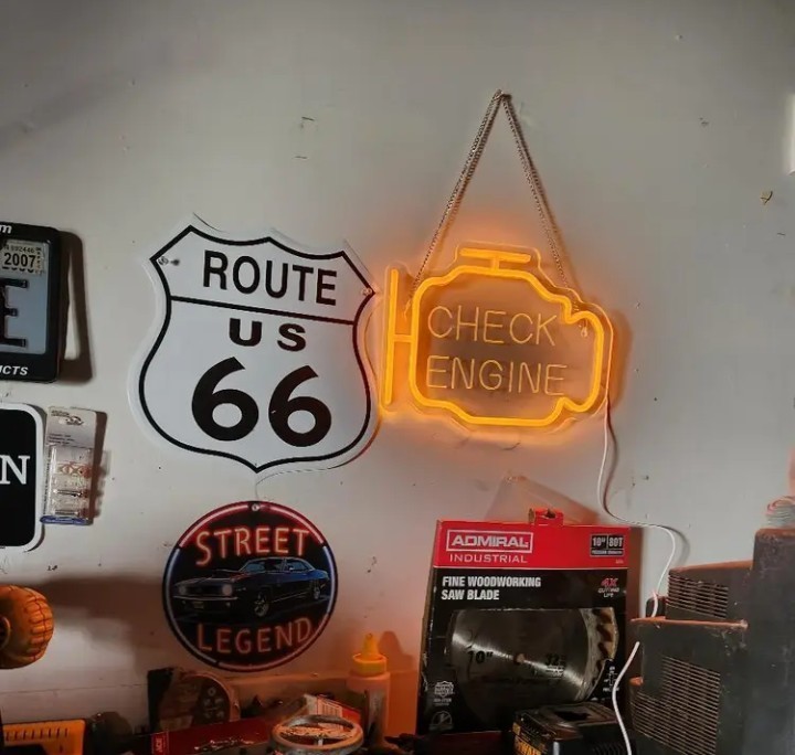 Check Engine Neon Sign LED Wall Light Garage Man Cave Auto Shop Decor Orange