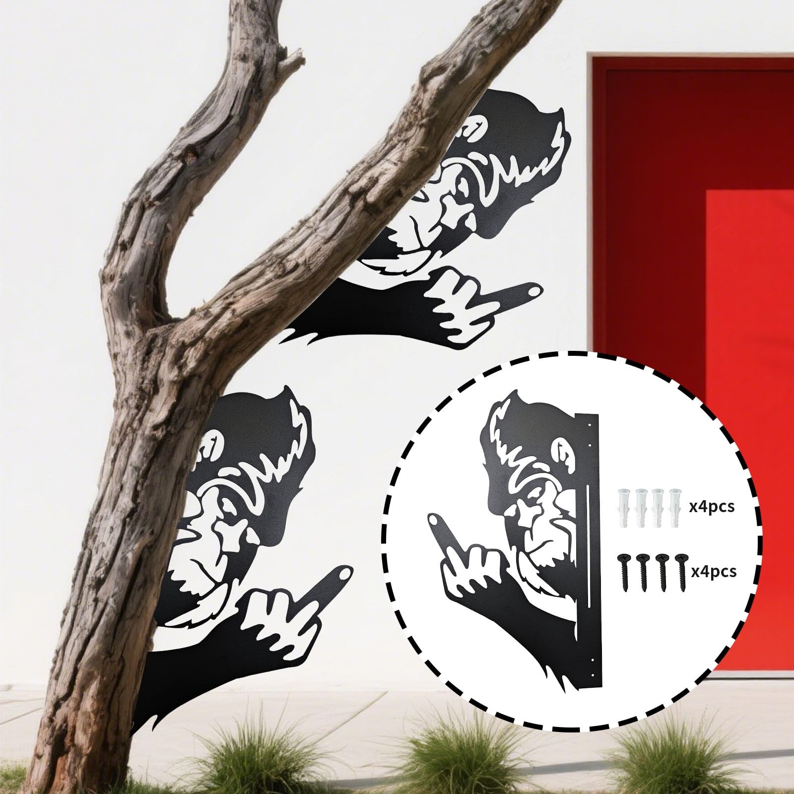 Peaking a Boo Flipping Off Bigfoot Animal Metal Sign Art Ornament, Middle Fin…