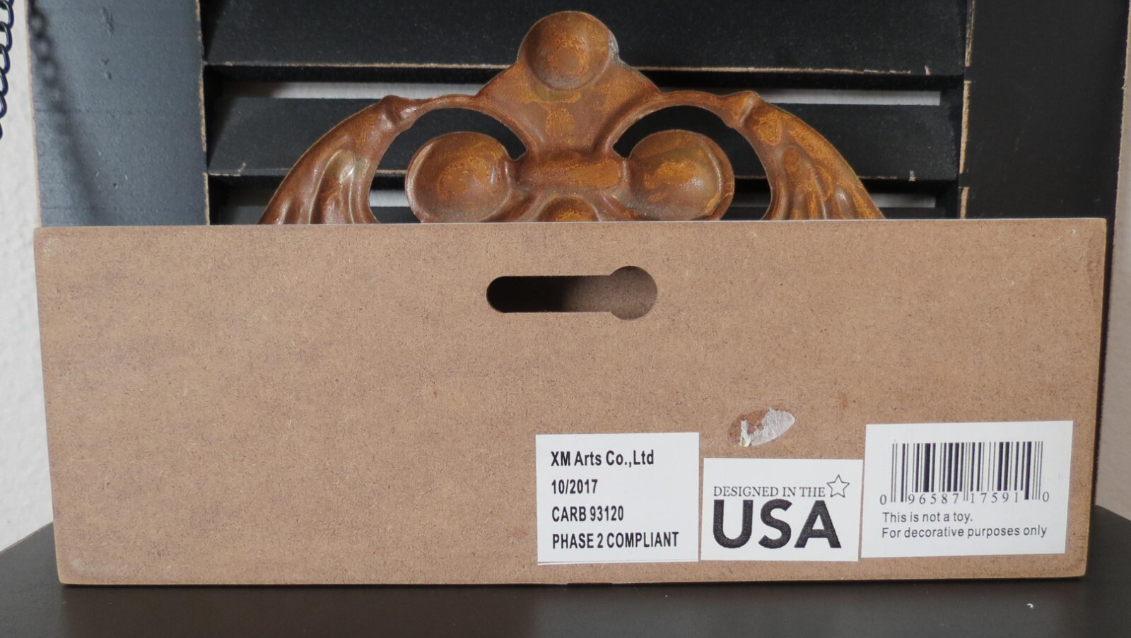 Wooden Vintage look signs 3 x 8 inch set of 2 with metal scroll work