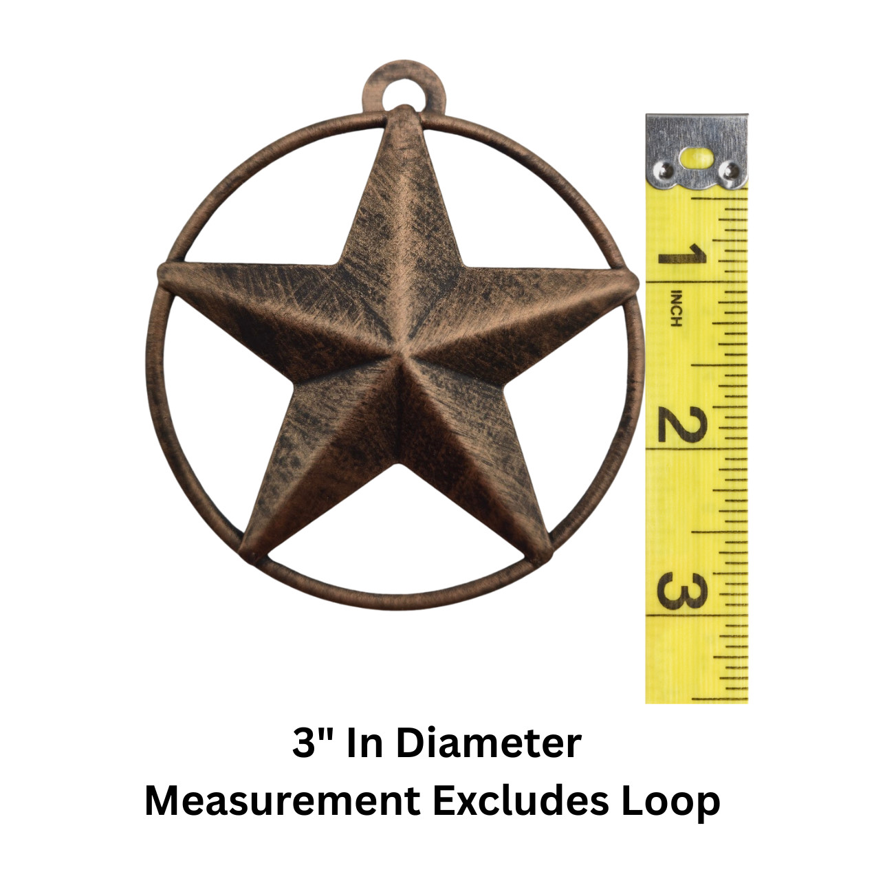 Tiny Metal Wall Star Brushed Copper With Hanging Loop Light Weight 3″