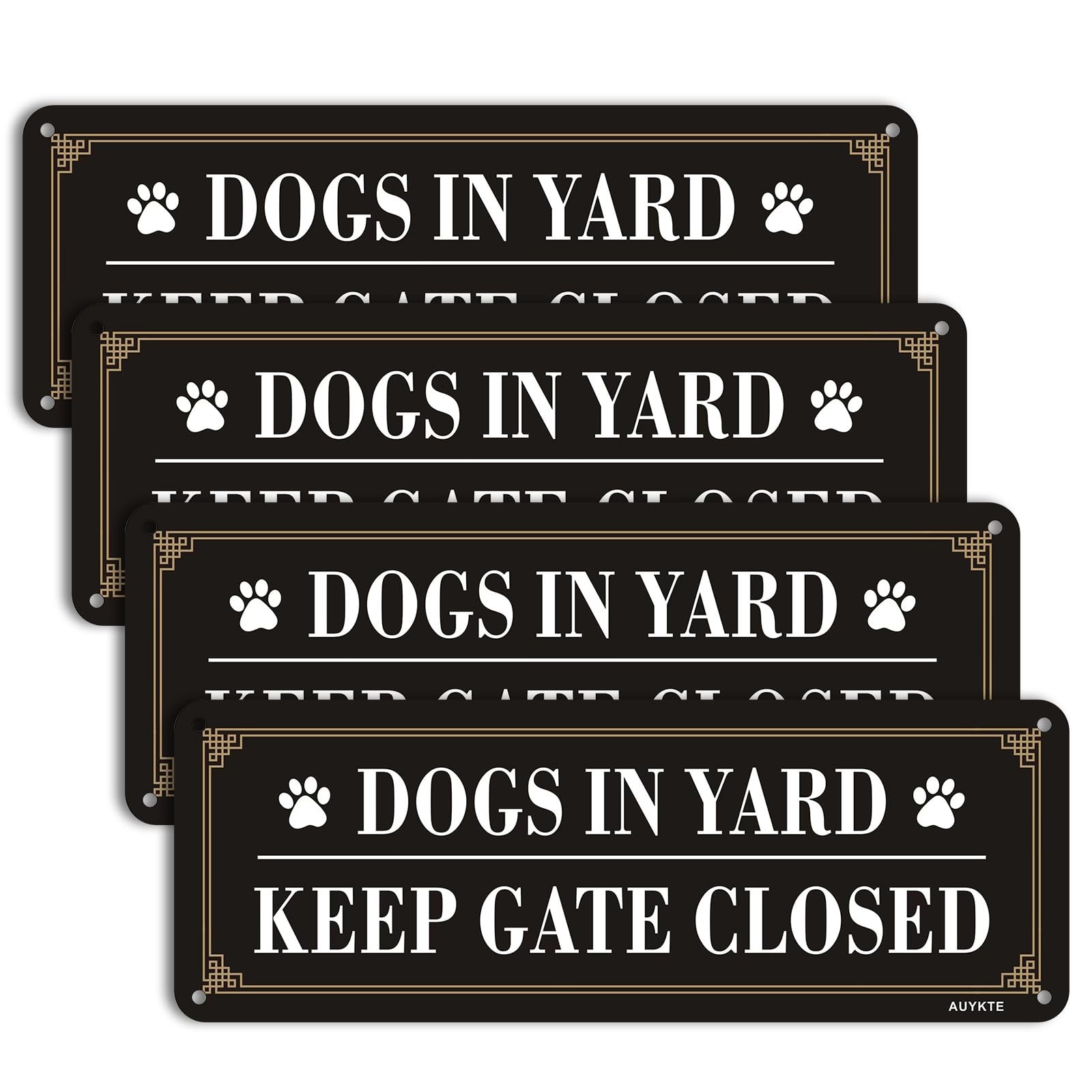 4 Pack Dogs in Yard Please Close Gate Sign, 10×3.5 inches Aluminum Reflective…