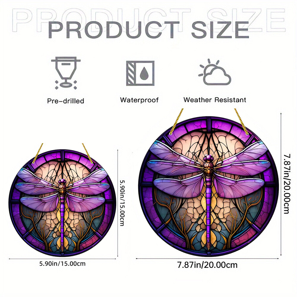 Dragonfly Suncatcher Round Sign Acrylic Sign Hanging Home Decoration