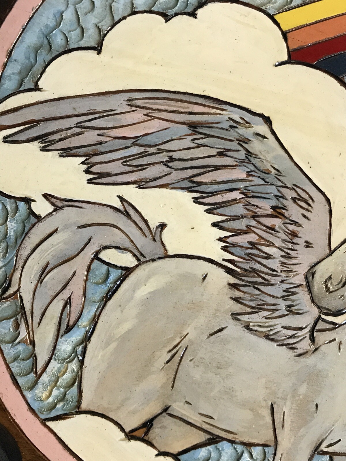 Rainbow Pegasus Winged Horse Wall Hanging Plaque Majestic Mythical Fantasy Vtg