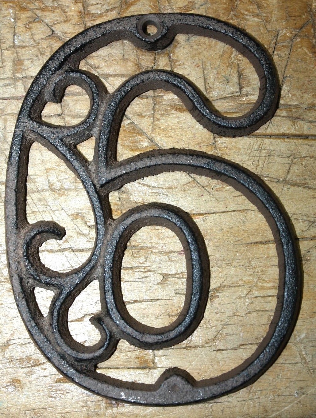 Rustic BROWN Cast Iron Metal House Number Street Address 4 1/2 INCH Phone # 6
