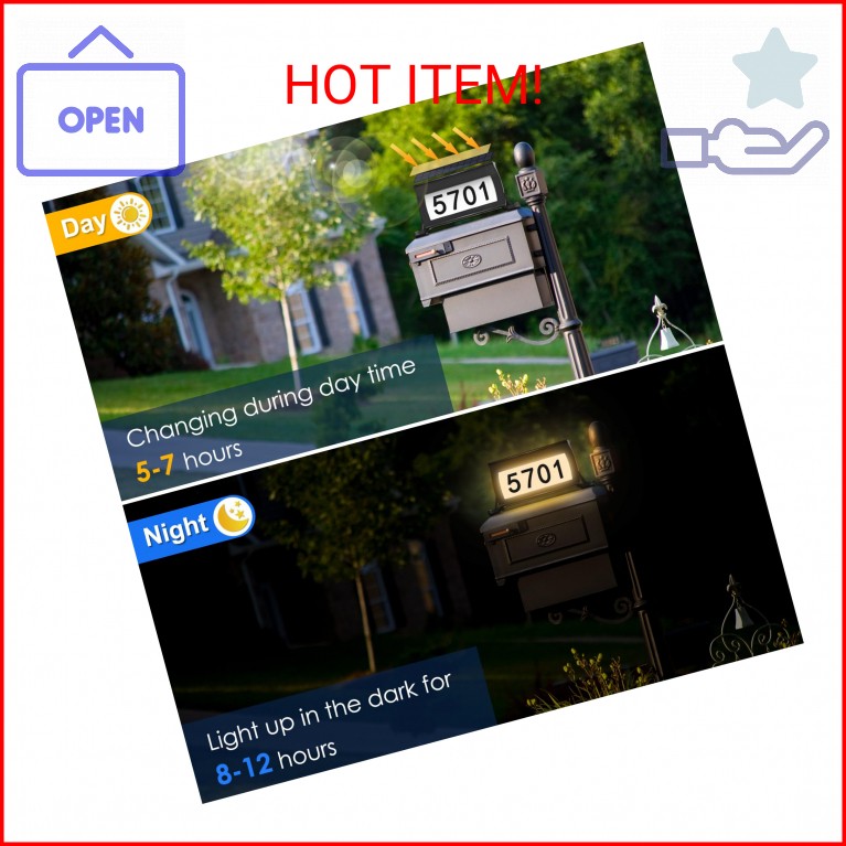 Solar Backlit Address Sign for Mailbox, House Number Plaque Double Side Illumina