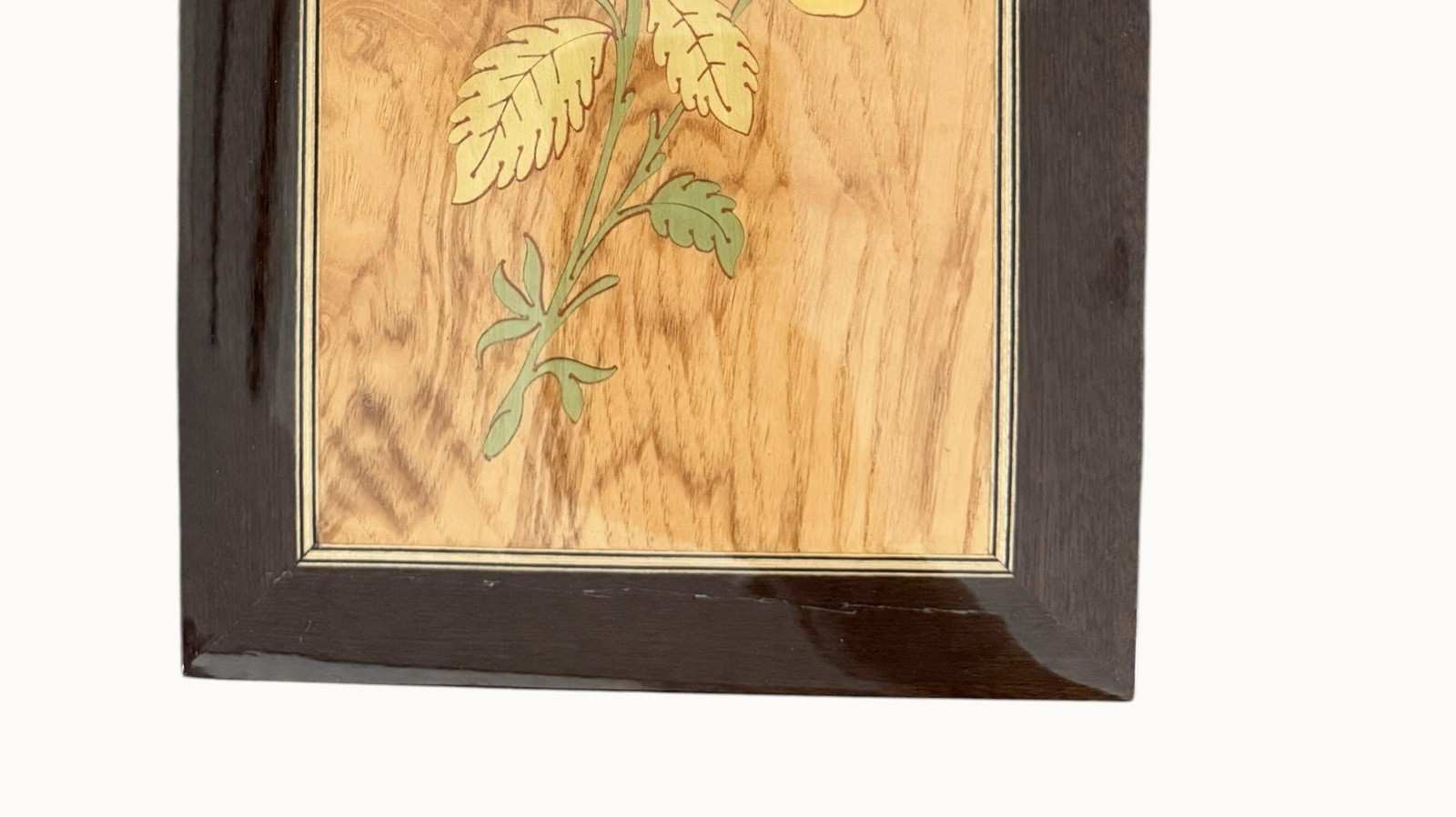 Vintage Italian Marquetry Wall Art Carved Wood Inlay Floral Violin Handcrafted