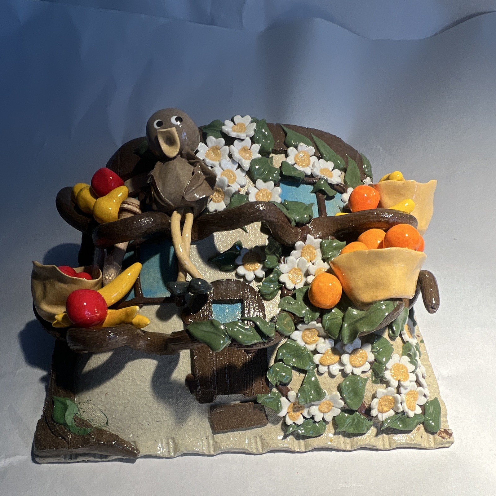 Tempo Craft 3D Floral Fruit Bird Wall Plaque Resin Painted Ready To Hang Horiz