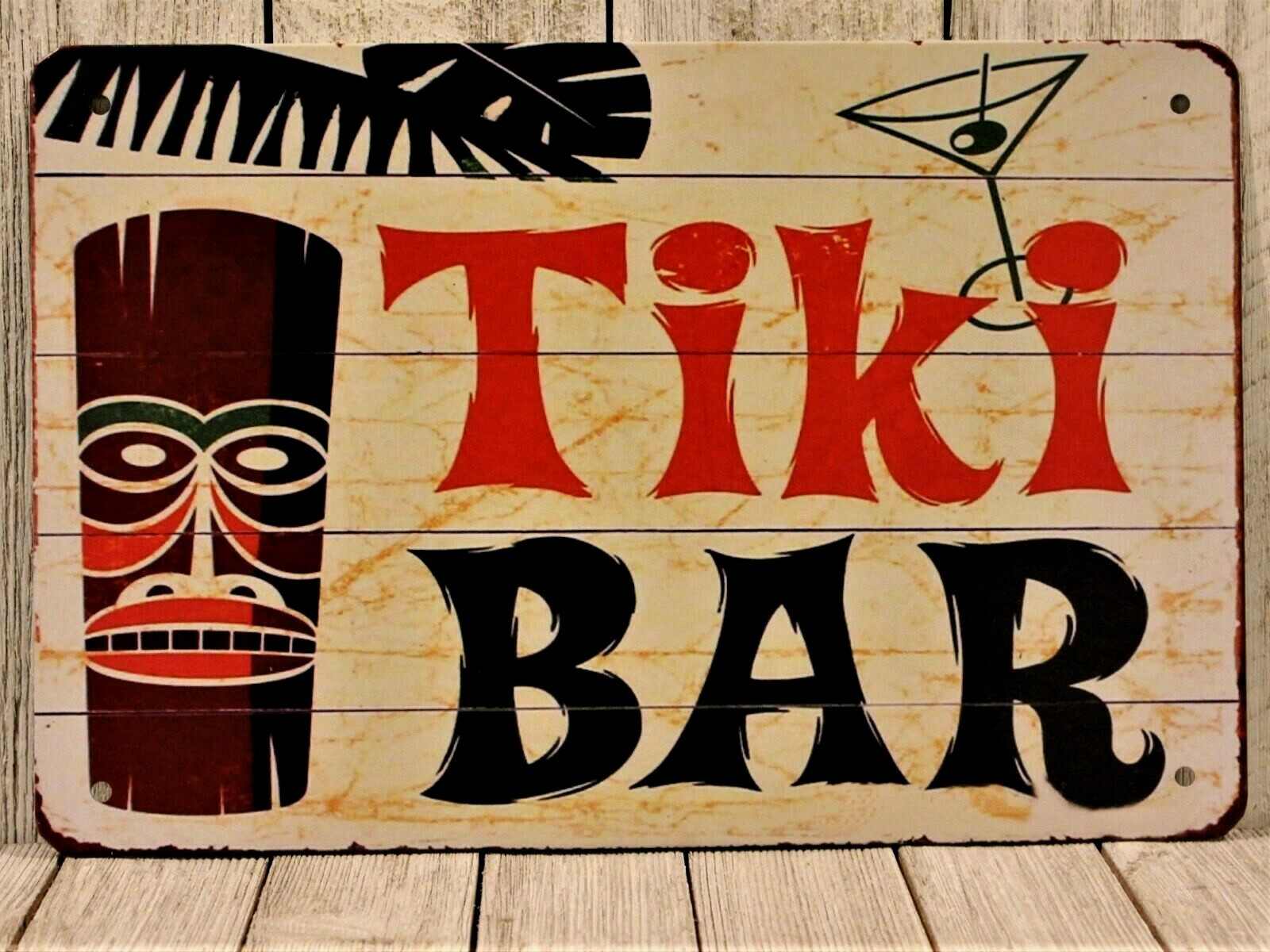 Tiki Bar Aloha Tin Sign Beach Party Decor Man Cave Hawaii Hawaiian