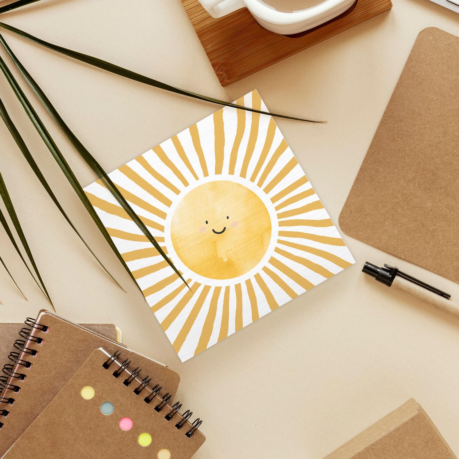 Inspirational Sun Sunshine Wood Box Sign Desk Decor 5X5, Pop Smiles Rustic Fa…