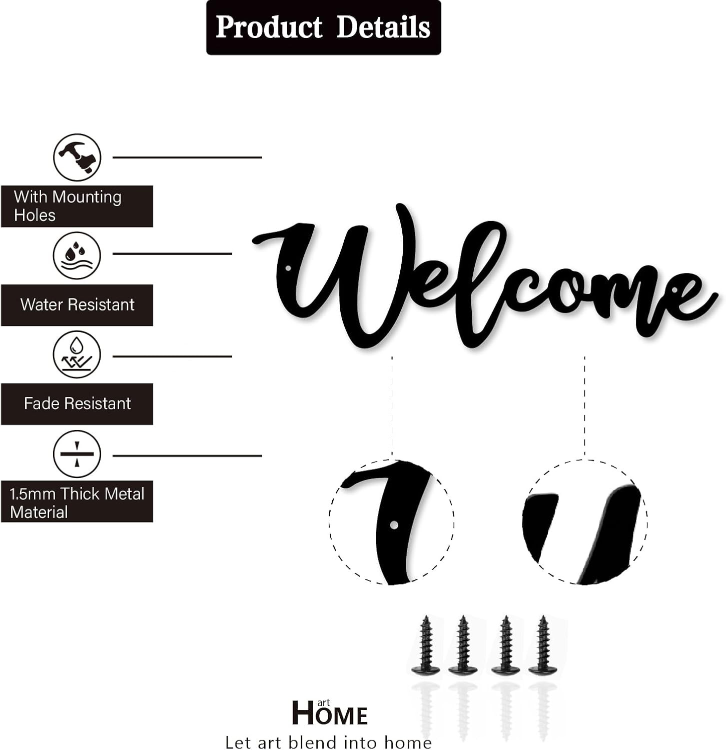 Welcome Metal Sign, Welcome Wall Decor,Welcome Signs Wall Art,Welcome Cutout Let