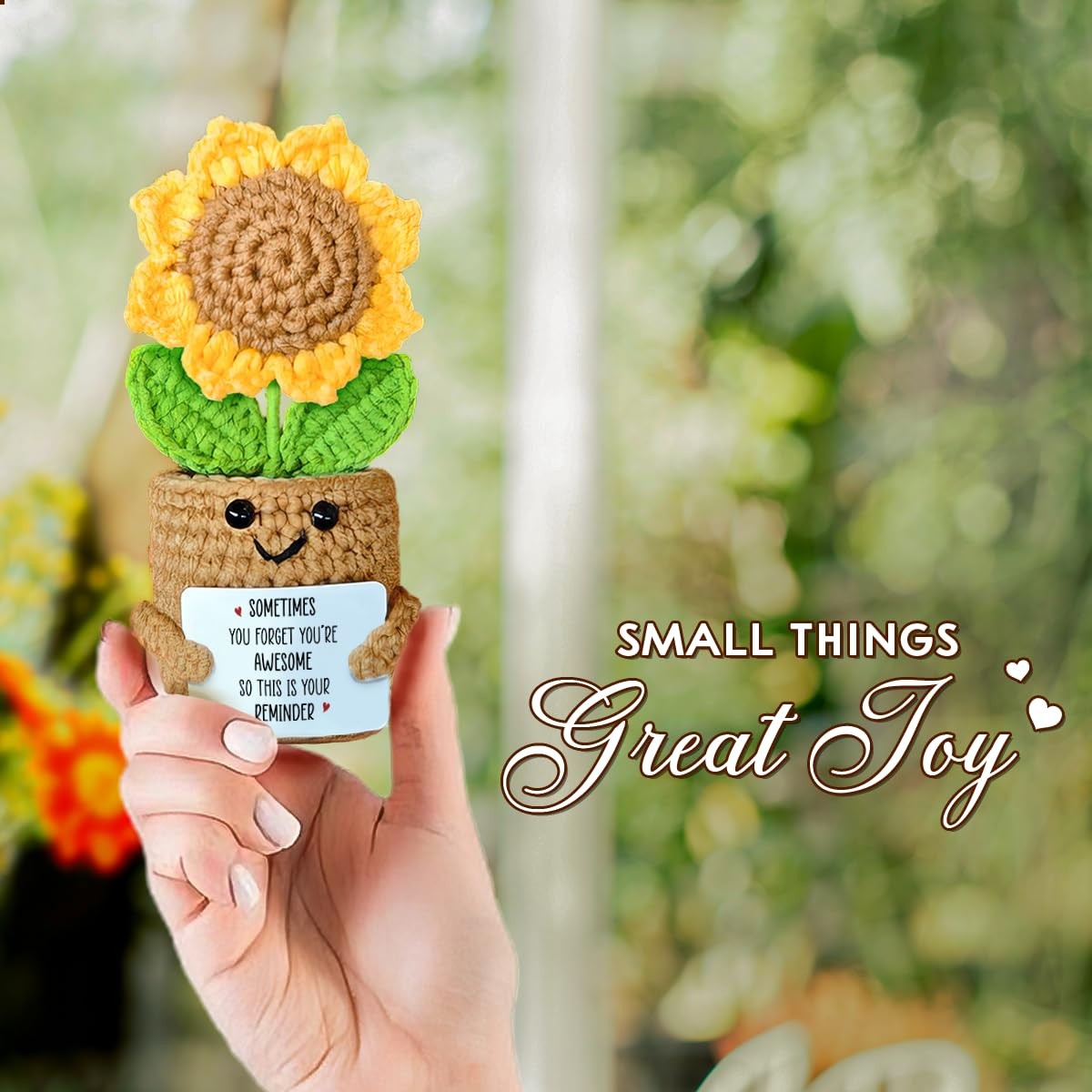 Sunflower Crochet Gift for – Friendship Positive Plant Decor, Uplifting Think…