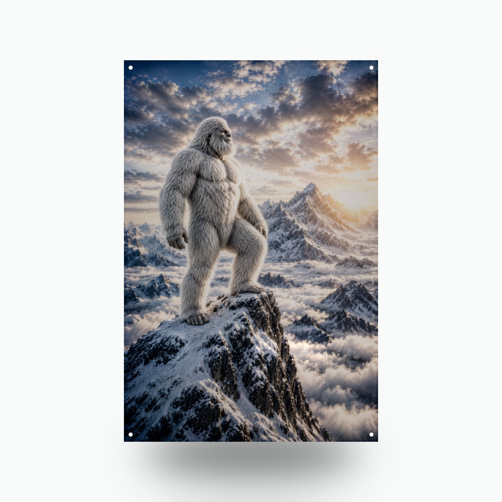Summit Sunset Yeti Metal Sign, Gift for Yeti Fan, Cabin Man Cave Decor