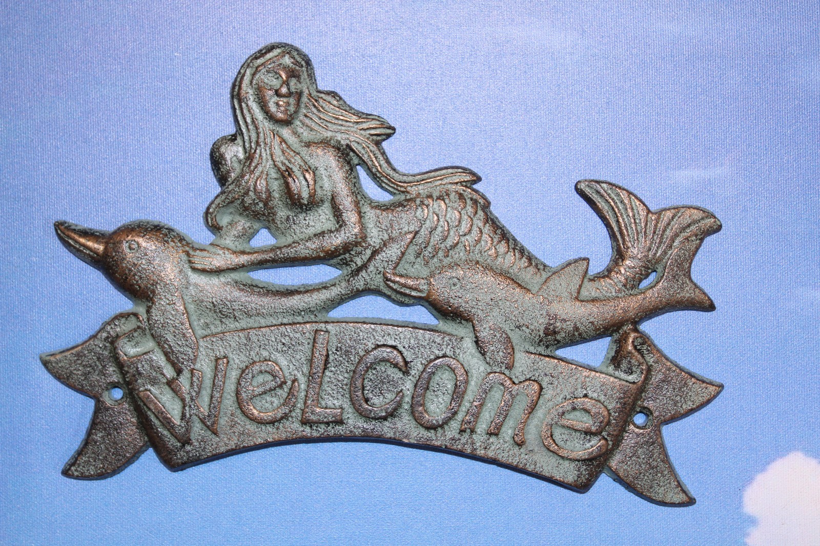 1-MERMAID WELCOME Wall Plaque,Mythical,Folklore,Beach Decor,Nautical Style,BL-40
