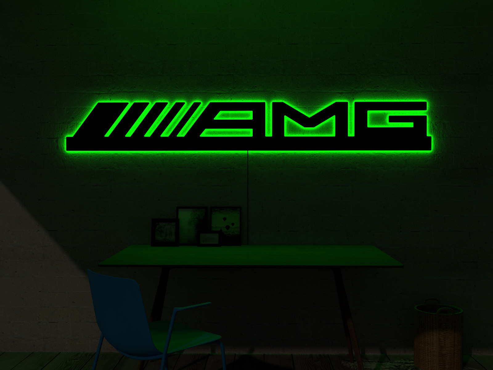 RGB LED Wall Art AMG Sign Automotive Garage Decor Luxury Car Neon Light Gift XXL